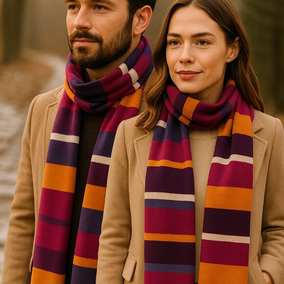 Smartwool Unisex Merino Wool Stripe Scarf 74” Orange Purple NWOT - Picture 1 of 4